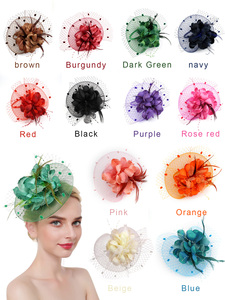 Phong Cách Châu Âu Và Mỹ Hawaii Đàn Hồi Lưới Fascinator Tiệc Trà Hoa Lông Fascinator Cô Dâu Headband Với Mạng Che Mặt Nữ - Product Image 6