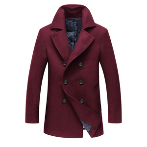 カスタマイズメンズウールトレンチオーバーコートダブルブレストピーコートクラシックノッチカラー多色プラスサイズ - Product Image 6