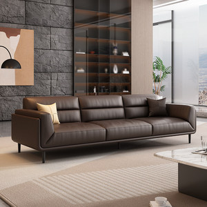Set di Divano Moderno in Pelle <span class=keywords><strong>e</strong></span> Tavolino da Caffè per Hotel <span class=keywords><strong>e</strong></span> Riunioni Aziendali - Divano a Tre Posti di Lusso Leggero - Product Image 1