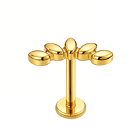 Clous d'oreille en titane ASTM F136 de haute qualité à filetage interne avec zircon, bijoux de piercing pour lèvre, prêts à être expédiés, prix d'usine, clous labret