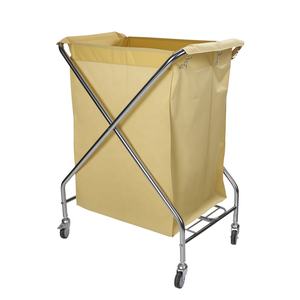 Carrito de Limpieza Plegable Portátil Moderno de Acero Inoxidable para Hotel, con 4 Ruedas Giratorias y Diseño Silencioso - Product Image 1