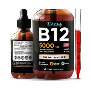 Private label vitamin b12 sublingual drops vegan b12 5000 mcg Energy Booster B12 Liquid Drops B12 Methylcobalamin