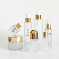 Bouteille en Verre Dépoli avec Pompe Dorée de 30ml 120ml, Flacon Vaporisateur, Crème, Roll-on, Compte-gouttes pour Sérum – Emballage Cosmétique