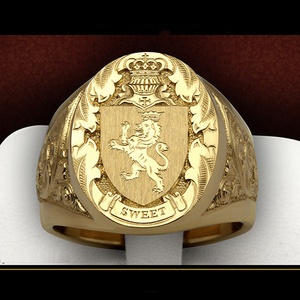 Bague pour homme en cuivre plaqué or, motif couronne, lion, bouclier, insigne, sceau royal, modèle <span class=keywords><strong>best</strong></span>-<span class=keywords><strong>seller</strong></span> Wish - Product Image 6