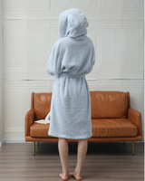 Peignoir de luxe en flanelle épaisse, doux et thermique, en polaire corail, long, avec capuche oreilles de lapin mignonnes, pour femme, automne-hiver