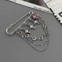 Broche Y2K tendance avec pendentif cœur/étoile superposé pour femme, accessoires de décoration pour costume, bijoux de rue