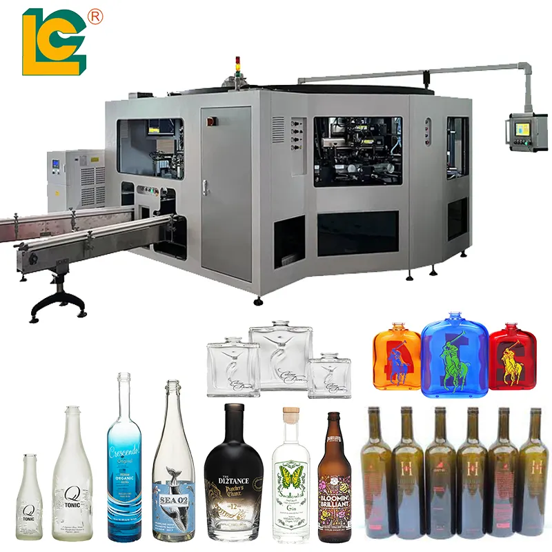 LC Brand Automatic CNC Controlled 4 Color Glass Wine Bottle Silk Screen Printing Machine Featuring with Accuracy Positioning