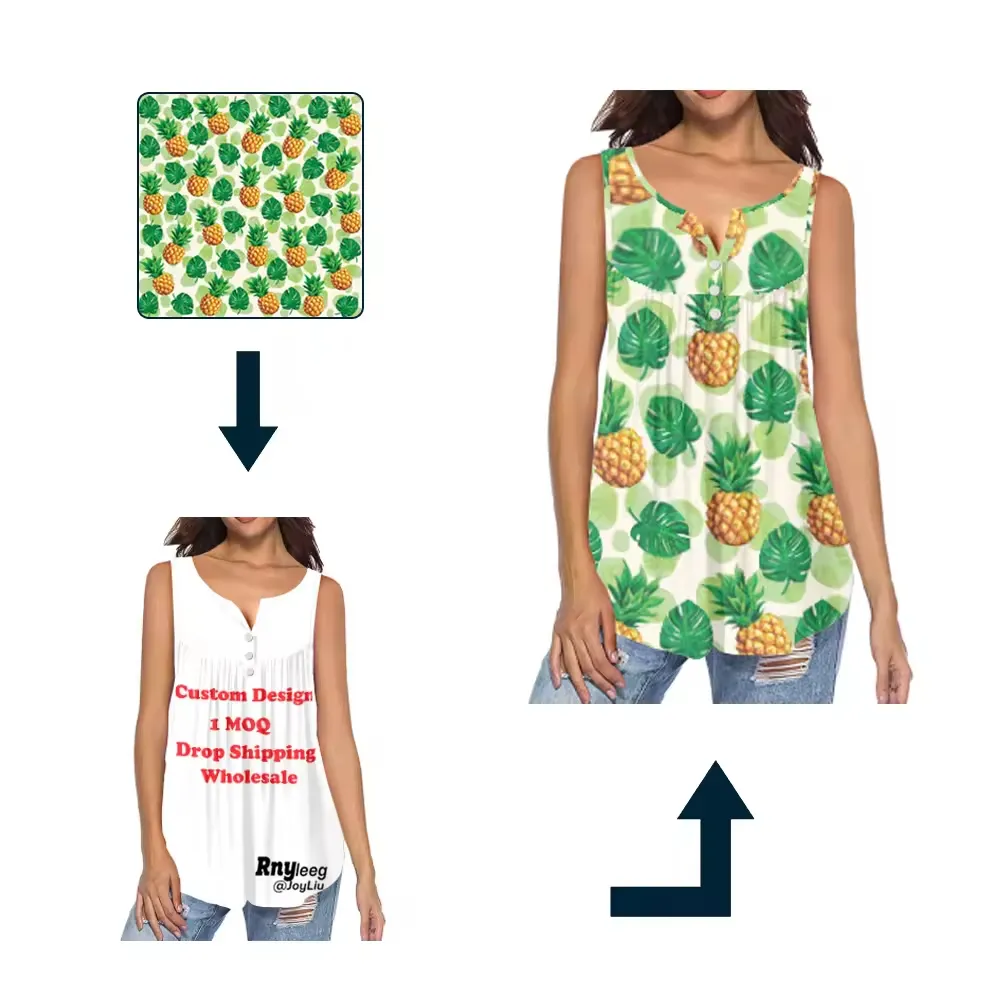 2024 Custom Your Own Design/Logo/Image/Name/Text/Photo 3D Full Print Women Sleeveless Vest Print On Demand MOQ 1PCS Ladies Tops