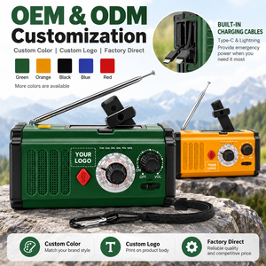 <span class=keywords><strong>Radio</strong></span> météo à manivelle rechargeable portable à vente directe d'usine <span class=keywords><strong>Radio</strong></span> auto-alimentée avec fonctions USB et solaires - Product Image 6