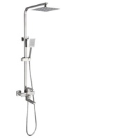 Colonne de douche carrée en acier inoxydable 304 de style contemporain, finition chrome poli, robinets thermostatiques simples pour hôtels