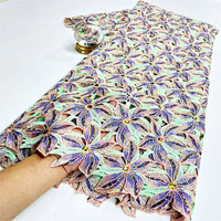 Tissu en dentelle perlée manuelle de luxe AOYI, sequins, maille écologique de haute qualité avec motif géométrique, 100 % polyester
