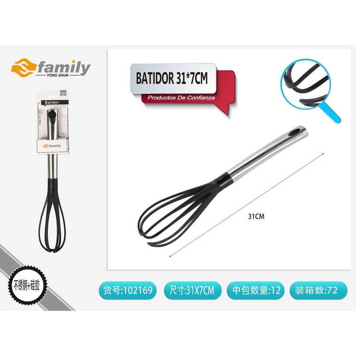 Stainless steel whisk with nylon handle 31x7cm for kitchen