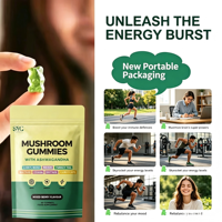 Complément alimentaire en gommes OEM Vegan Natural Lion Mane Ashwagandha 10 en 1 à base de mélange de champignons pour le soutien immunitaire des adultes, saveur pêche