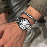 Jam Tangan Pria Bisnis Trendi Sederhana Fashion Kasual Paduan Logam Serbaguna untuk Aktivitas Sehari-hari, Hadiah, Quartz 39mm Jarum Penunjuk, Impor