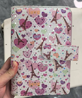 Carnet A6 en cuir PU avec motif cœur, classeur à feuilles mobiles pour budget et économies, portefeuille avec fermeture éclair et enveloppes pour espèces, pour le défi d'épargne