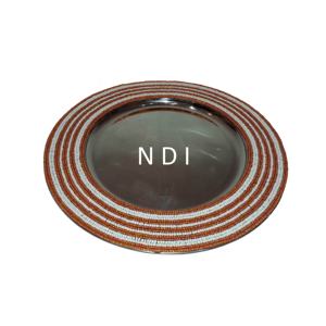 Assiette de service ronde de qualité supérieure avec bordure en perles de cristal, assiette de service en acier inoxydable pour la restauration hôtelière - Product Image 6