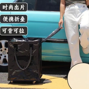 กระเป๋าช้อปปิ้งพับได้ OEM สีเงิน ขนาด 30x40x50 ซม. พร้อมล้อ กระเป๋าเก็บความเย็นสำหรับปิกนิกกลางแจ้ง - Product Image 2
