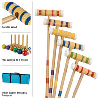 WECARE Jeu de croquet de jardin pliable en bois vintage amusant