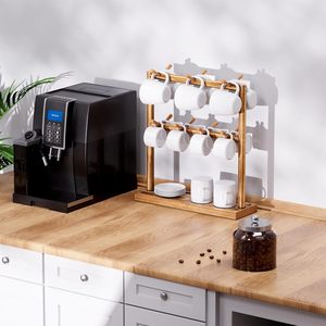Solid Wood Mug Rack Double Sided Hook Coffee Cup Holder Retro Multi Layer Drain Rack For <b>Kitchen</b> Use - Product Image 2