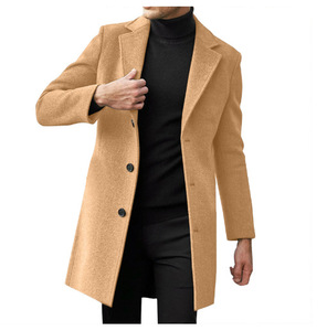 Manteau en laine pour <span class=keywords><strong>homme</strong></span>, longueur moyenne, manches longues, manteau d'automne et d'hiver, costume en laine, <span class=keywords><strong>trench</strong></span>-<span class=keywords><strong>coat</strong></span> - Product Image 4