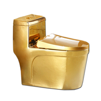 Équipement de Wc chinois Céramique Porcelaine Design élégant Toilette monobloc couleur or pour usage domestique