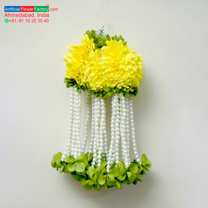 Guirnalda Floral Artificial Amarilla con Perlas Colgantes, Decoración para Bodas, Festivales, Templos y Eventos - Product Image 6