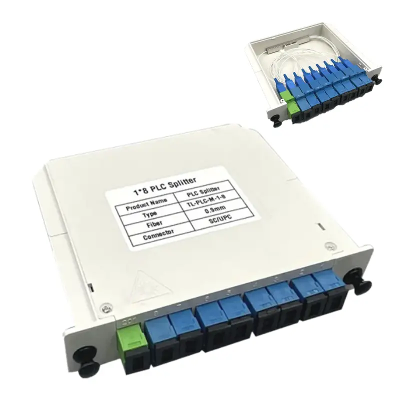 Fabrikant Ftth Fabriek Direct 1X8 Sc Upc Connector Glasvezel Lgx Plc Splitter