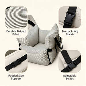 Siège de voiture pour chien portable, imperméable, siège rehausseur pour chien, siège de voyage pour animaux de compagnie lavable avec ceinture de sécurité et poches de rangement pour animaux de compagnie - Product Image 2