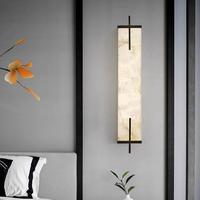 Applique murale LED rectangulaire moderne en marbre d'albâtre, lampe murale en fer, éclairage mural intérieur de luxe pour villa et chambre à coucher