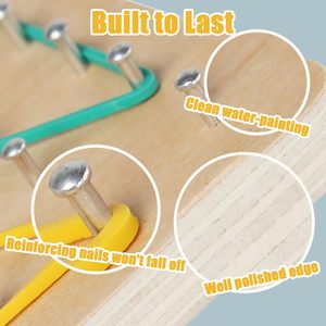 Juego de Mesa STEM para Niños de 3 a 8 Años, Actividad de Aprendizaje Sensorial para Jardín de Infancia, Geoboard Montessori para 2 Jugadores <span class=keywords><strong>con</strong></span> Bandas Elásticas - Product Image 6