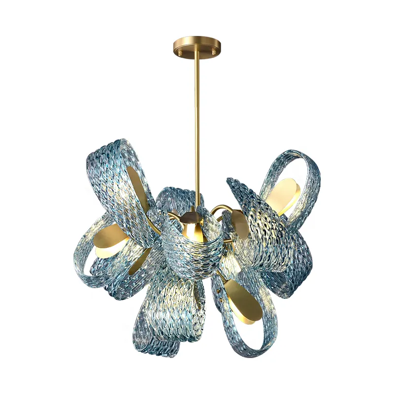 Fabbrica di illuminazione Home Art lampadario in vetro fiore azzurro per soggiorno
