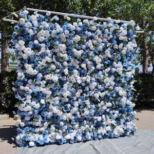 Pared de flores artificiales 5d, suministros de decoración de boda, pared de flores rosas de seda de color 8x8 para decoraciones de pared de boda - Product Image 5