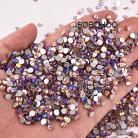 BOBOHOO Vente en gros SS3-SS30 Pierres de verre rondes à facettes plates, strass en cristal pour vêtements