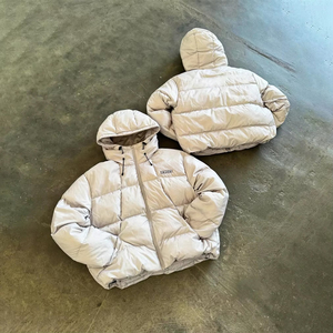 Custom Fashion Design Lightweight Baggy Oversized Hooded Zipper Fluffy Bubble Warm Coat Padded Down Puffer <b>Jacket</b> <b>for</b> <b>Men</b> - Product Image 1