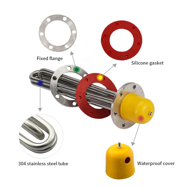 Chauffe-eau à immersion OEM en acier inoxydable 380v 3 phases 15kw bride élément chauffant à l'huile électrique