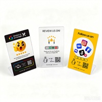 Support de menu personnalisable en acrylique PVC transparent mat avec NFC pour avis Google et code QR imprimable pour restaurant