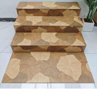 Carreaux de marches d'escalier en porcelaine effet bois naturel, antidérapants, surface rugueuse, 1200x470 1500x470mm