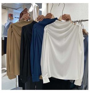 Chemisier en satin à col montant et manches bouffantes pour femme - Haut de bureau décontracté avec boutons perlés - Tendance - Product Image 6