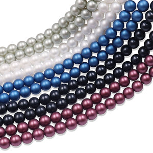 Perles de verre rondes mates de 6 mm, imitation perles de verre avec trous pour la fabrication de bijoux, vente en gros, bricolage - Product Image 5