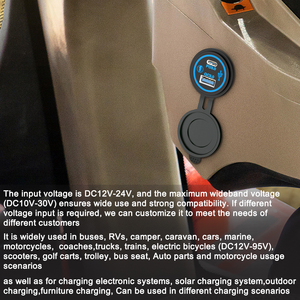 Nhà Máy Bán buôn tùy chỉnh không thấm nước 12V 24V C xe <span class=keywords><strong>USB</strong></span> Cổng sạc Ổ cắm ổ cắm cho tự động thuyền xe buýt sửa đổi - Product Image 5