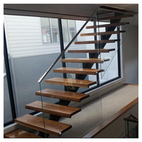 Kit complet de composants pour escalier droit : poutre de soutien, marche, montante, poteau de balustrade, balustre pour escaliers DIY