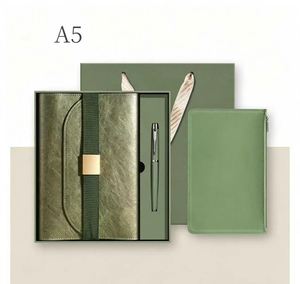 Set de Regalo de Cuaderno Verde A5 y Bolígrafo con Caja Personalizada con Logotipo para Papelería de Oficina Ejecutiva y Suministro al por Mayor - Product Image 3