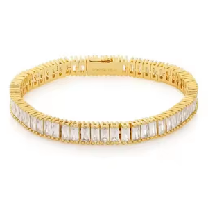 Elegant and Luxurious Men's <b>Silver</b> Baguette Diamond Tennis <b>Bracelet</b> & <b>Bangle</b> with Lab Grown Diamonds From Gujarat - Product Image 3