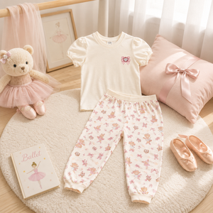 El pijama corto para niña Bohopanna Ballet presenta un suave material de algodón transpirable que crea una comodidad acogedora para dormir para los niños en cada momento. - Product Image 2
