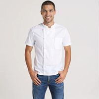Veste de chef pour homme à manches courtes, uniforme de cuisine respirant, veste de chef à dos en maille ventilée, blouse de laboratoire en tissu polyester tricoté