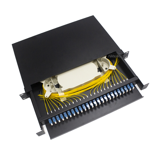 Rack Mount 24 Core Fiber Optic Distribution Frame Sliding Drawer Type ODF 1U 19'' for High-Density Data Center Networking