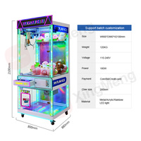 Mini-grue à pinces commerciale à monnayeur pour jeu d'arcade à prix, avec accepteur de billets et lecteur de cartes