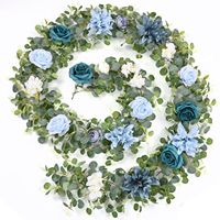 Guirlande de roses artificielles faites à la main de 180 cm pour la décoration de mariage, de fête, de salon, de cheminée, de table et de porte
