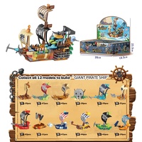 Kit de Construcción de Barco Pirata Modelo 12 en 1 Perla Negra Corsario Fantasma Calavera Set de Bloques para Niños Material Plástico