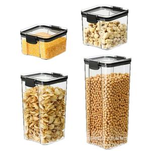 Dust Resistant square Transparent Plastic sealed Jar Food Grade Kitchen <b>Storage</b> <b>Box</b> for Grains Dry Goods Tidying - Product Image 1